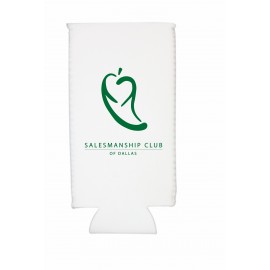 White Neoprene Slim Beverage Insulator with Logo