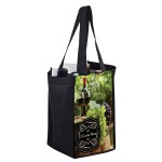 Custom Full Coverage PET Non-Woven Sublimated 4 Bottle Wine Tote Bag (7"x7"x12")
