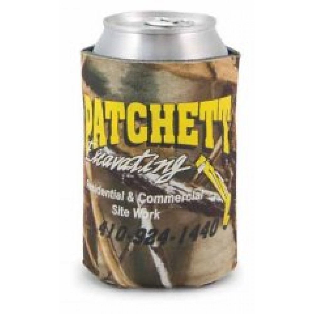 Custom Imprinted Eco Camouflage Pocket Coolie Can Cover Custom Imprinted Eco Camouflage Pocket Coolie Can Cover