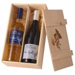 7" x 13" - Wood Wine Box - Inset Lid - Laser Engraved or Branded with Logo