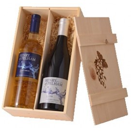 7" x 13" - Wood Wine Box - Inset Lid - Laser Engraved or Branded with Logo