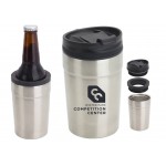USA Printed 2-In-1 12 Oz Stainless Steel Mug And Bottle Holder Coolie with Lid Custom Imprinted
