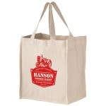 Heavyweight Cotton Wine & Grocery Tote Bag - 4 Bottle holders (13"x10"x15") with Logo
