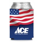 Collapsible Premium Foam American Flag Can Cooler w/ Full Color Sublimation with Logo