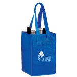 Wine Tote Bag - 4 Bottle Non-Woven Tote (7"x7"x11") - Screen Print with Logo