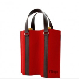 Personalized Wine Bottle Double Felt Sleeve w/PU Strap