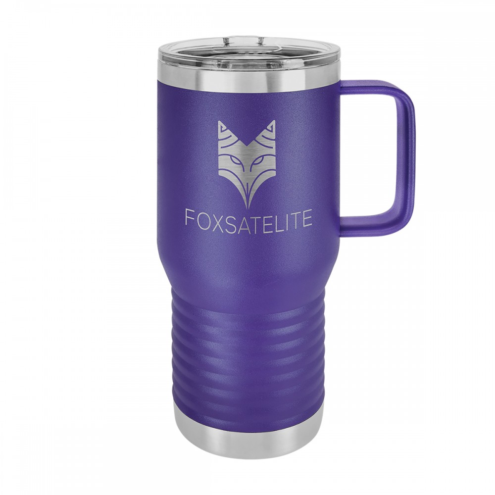 Polar Camel 20oz. Purple Stainless Steel Travel Mug w/ Slider Lid with Logo