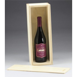 5.6" x 15.6" - Premium Engraved Birch Wood Single Wine Box - Slide Top with Logo 5.6" x 15.6" - Premium Engraved Birch Wood Single Wine Box - Slide Top with Logo