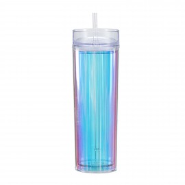 14 oz double wall plastic tumbler with Iridescent insert with Logo