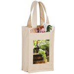 Personalized Heavyweight Cotton Canvas 2 Bottle Wine Tote w/ Full Color (7"x3"x11") - Color Evolution