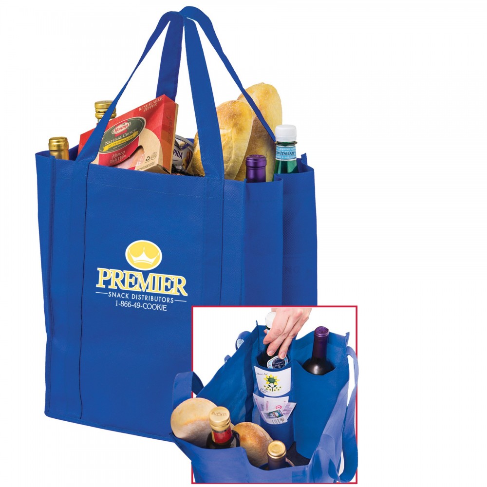 Promotional Wine & Grocery Combo Tote Bag w/Insert (13"x10"x15")