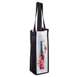 Promotional Full Coverage PET Non-Woven Sublimated 1 Bottle Wine Tote Bag (4"x4"x13")  Sublimation