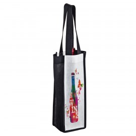 Full Coverage PET Non-Woven Sublimated 1 Bottle Wine Tote Bag (4"x4"x13")  Sublimation with Logo