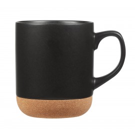 Corky 14 oz matte glazed ceramic mug with cork bottom with Logo