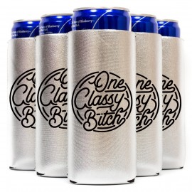 12 Oz. Screen Print Metallic Slim Seltzer Coolie with Logo