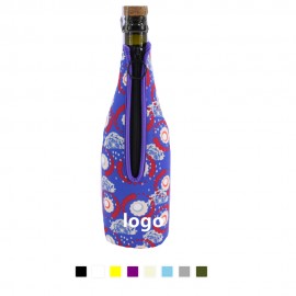 Neoprene Zippered Wine Bottle Coolie with Logo