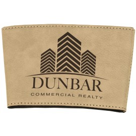 3" x 5" - Leatherette Mug Sleeve - Laser Engraved with Logo  3" x 5" - Leatherette Mug Sleeve - Laser Engraved with Logo