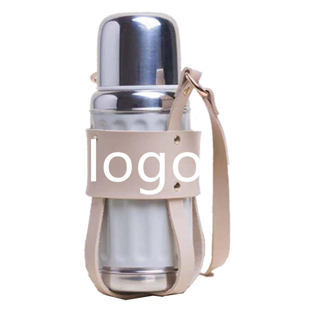 Logo Branded 500ML Leather Belt Water Bottle Holder