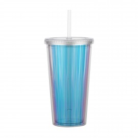 Custom 20 oz double wall plastic tumbler with Iridescent insert  Custom 20 oz double wall plastic tumbler with Iridescent insert