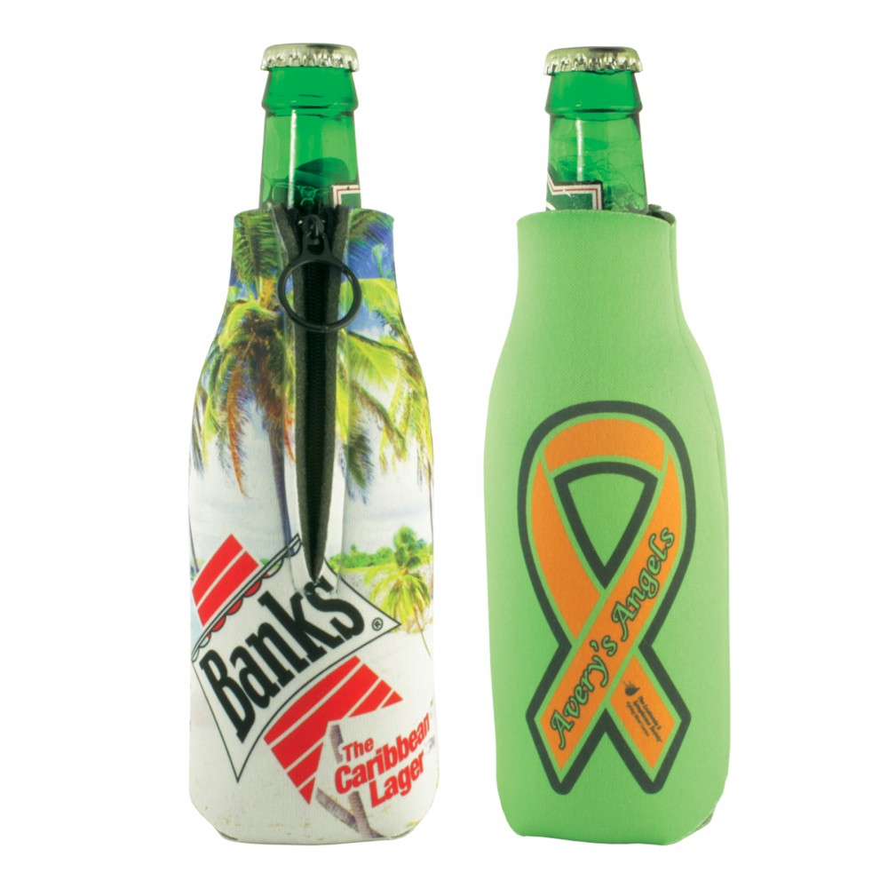 Zippered Full Color Bottle Beverage Insulator Custom Printed with Logo Zippered Full Color Bottle Beverage Insulator Custom Printed with Logo