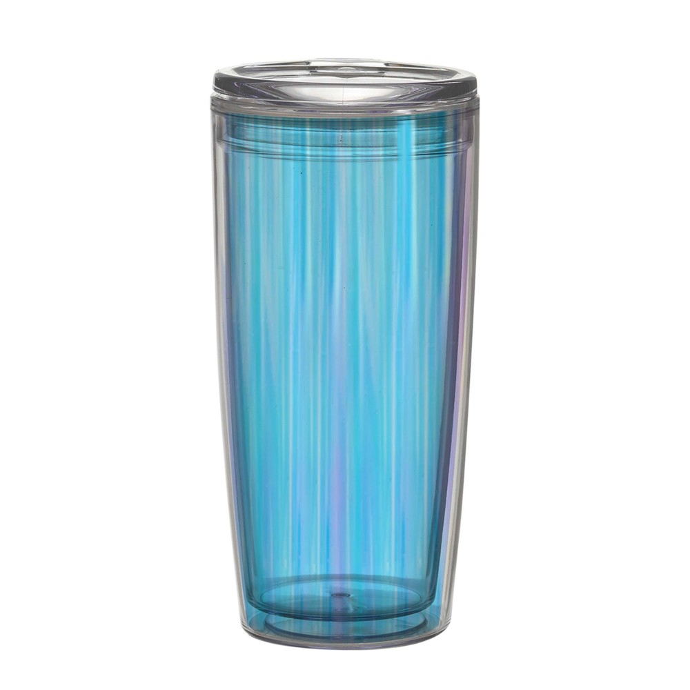 20 oz double wall plastic tumbler with Iridescent insert with Logo