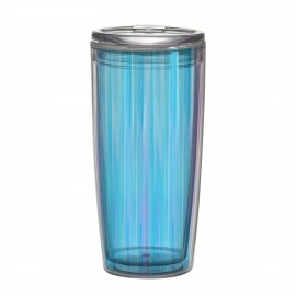20 oz double wall plastic tumbler with Iridescent insert with Logo