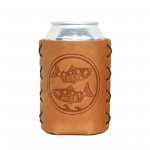 Genuine Leather Can Holder with Logo