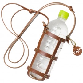 Logo Branded Leather Belt Water Bottle Holder