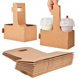 Customized 2 Cups Kraft Drink Carrier for Delivery