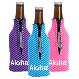 Promotional Zipper Bottle Coolie Cover with 1 Color Bottle Opener (4 Color Process)  Promotional Zipper Bottle Coolie Cover with 1 Color Bottle Opener (4 Color Process)