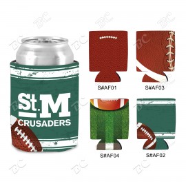 Football Design Sublimated Collapsible Can Cooler with Logo  Football Design Sublimated Collapsible Can Cooler with Logo