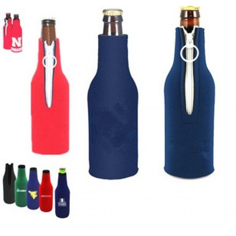 Logo Branded Neoprene Bottle Sleeve w/Zipper