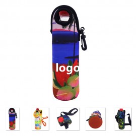 Logo Branded Neoprene Water Bottle Sleeve Coolie With Strap