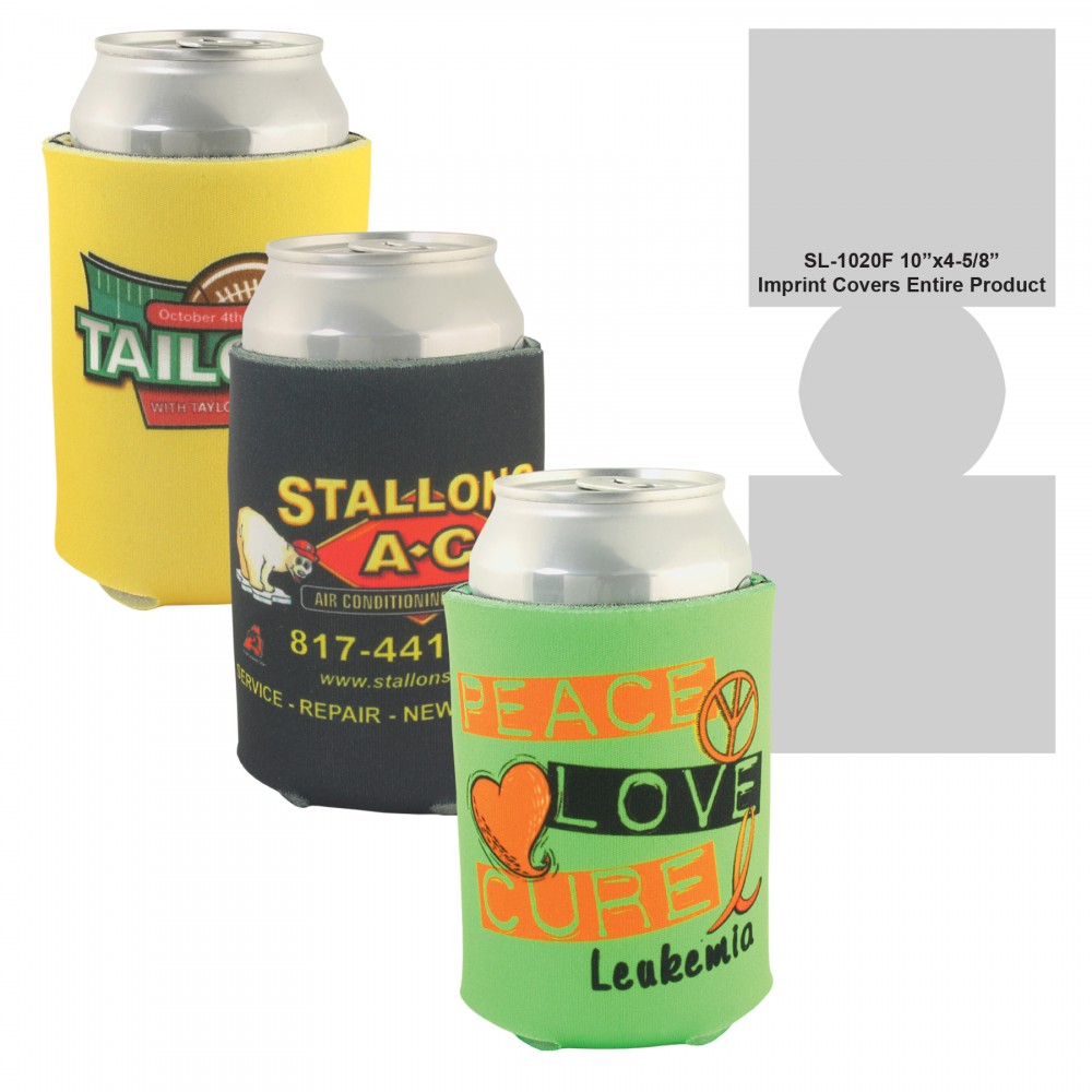 Beverage Full Color Insulator Cooler Pocket Can Koolie - 3 Side Imprint Included! with Logo