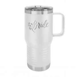 Customized Polar Camel 20oz. White Stainless Steel Travel Mug w/ Slider Lid