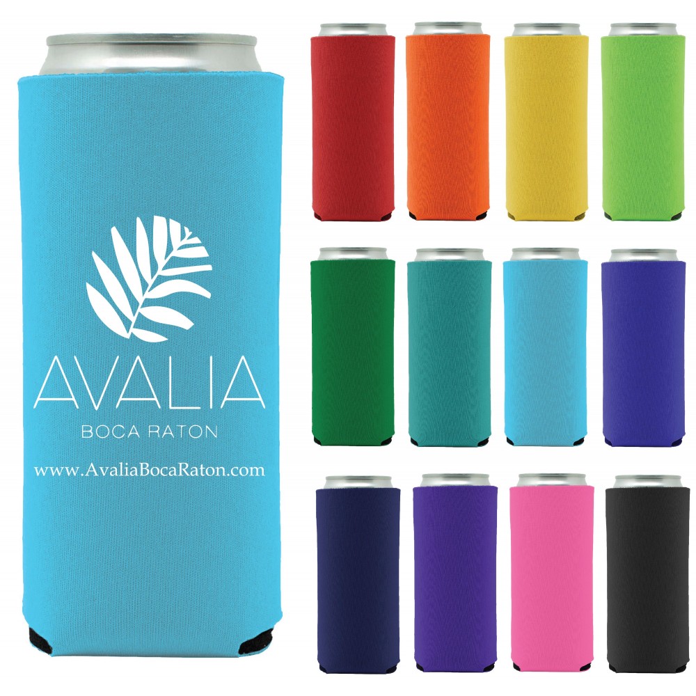 Logo Branded Screen Printed Collapsible 12 Oz. Slim Neoprene Can Cooler