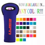 Full Color Print Luxe Single Insulated Imprinted Neoprene Wine Bottle Carrier with Carry Handle Custom Branded