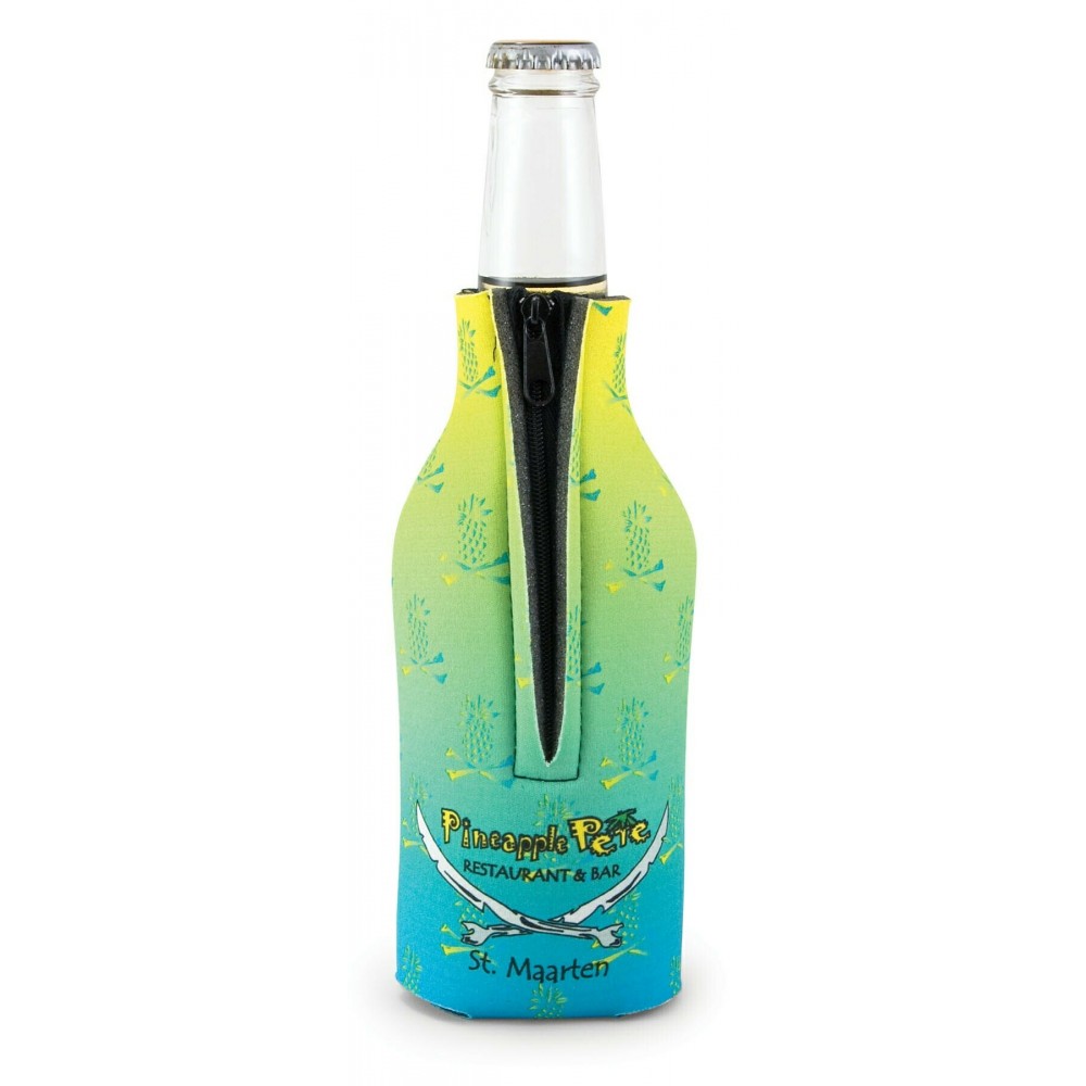 Promotional Eco Zipper Bottle Coolie Bottle Cover (4 Color Process)