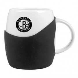 Custom 14 Oz. Rotunda White Ceramic Mug w/Silicone Grip