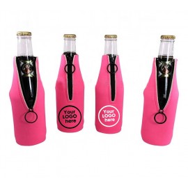 Custom Breast Cancer Awareness Neoprene Zipper Bottle Coolers