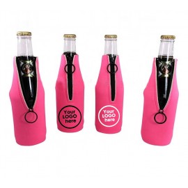 Custom Breast Cancer Awareness Neoprene Zipper Bottle Coolers  Custom Breast Cancer Awareness Neoprene Zipper Bottle Coolers