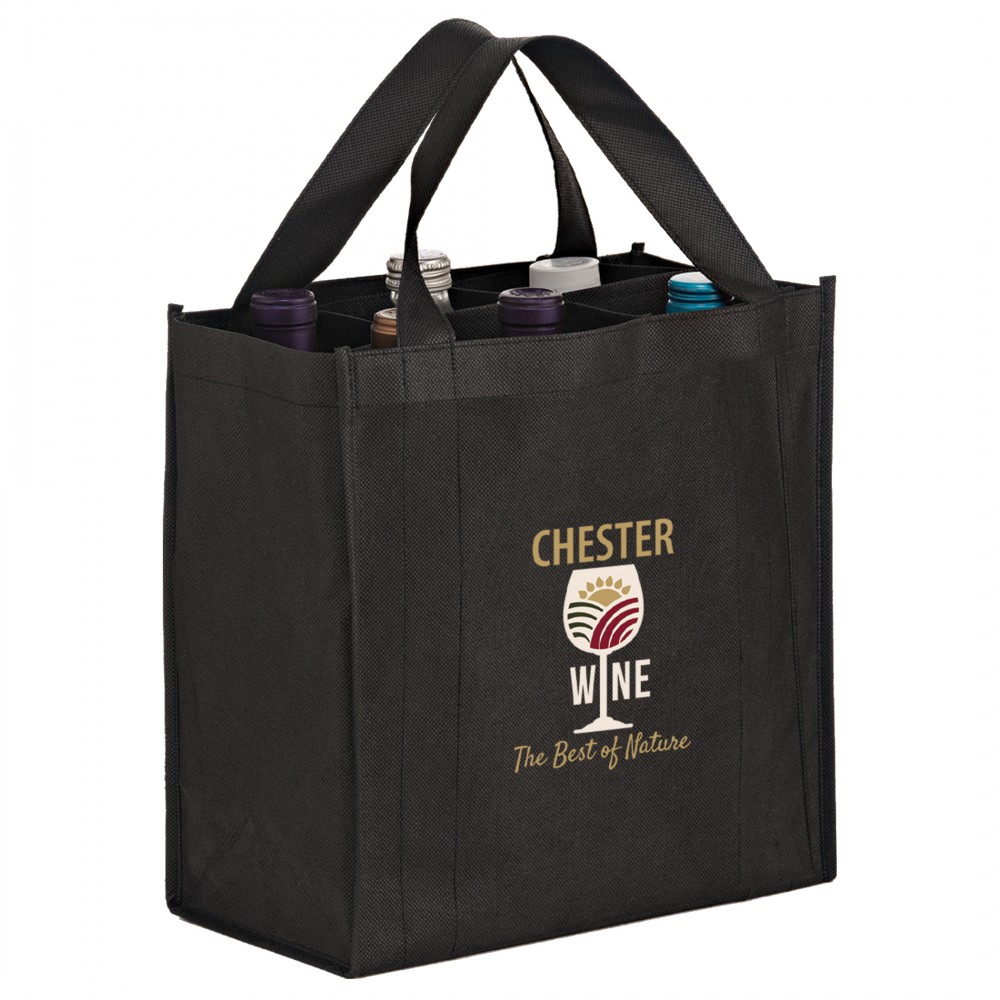 Custom Wine Tote Bag - 6 Bottle Non-Woven Tote w/ Removable Divider (11"x7"x12") - Color Evolution Custom Wine Tote Bag - 6 Bottle Non-Woven Tote w/ Removable Divider (11"x7"x12") - Color Evolution
