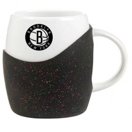 Promotional 14 Oz. Rotunda White Ceramic Mug with silicone Glitter sleeve  Promotional 14 Oz. Rotunda White Ceramic Mug with silicone Glitter sleeve