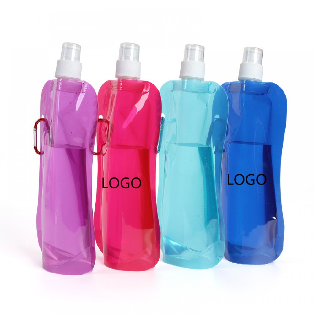 Custom 16oz Collapsible Water Bottles with Carabiner