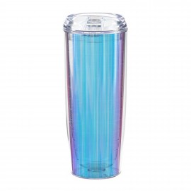 Customized 20 oz double wall plastic tumbler with Iridescent insert  Customized 20 oz double wall plastic tumbler with Iridescent insert