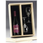 Customized 11.1" x 15.6" - Premium Engraved Birch Wood Double Wine Box - Slide Top