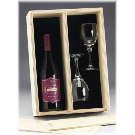 11.1" x 15.6" - Premium Engraved Birch Wood Double Wine Box - Slide Top with Logo