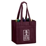 Wine Tote Bag - 6 Bottle Non-Woven Tote (10"x7"x11") with Logo