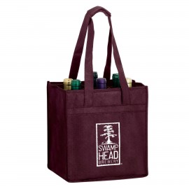 Wine Tote Bag - 6 Bottle Non-Woven Tote (10"x7"x11") with Logo