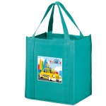 Logo Branded Wine & Grocery Combo Tote Bag w/ Insert and Full Color (13"x10"x15") - Color Evolution